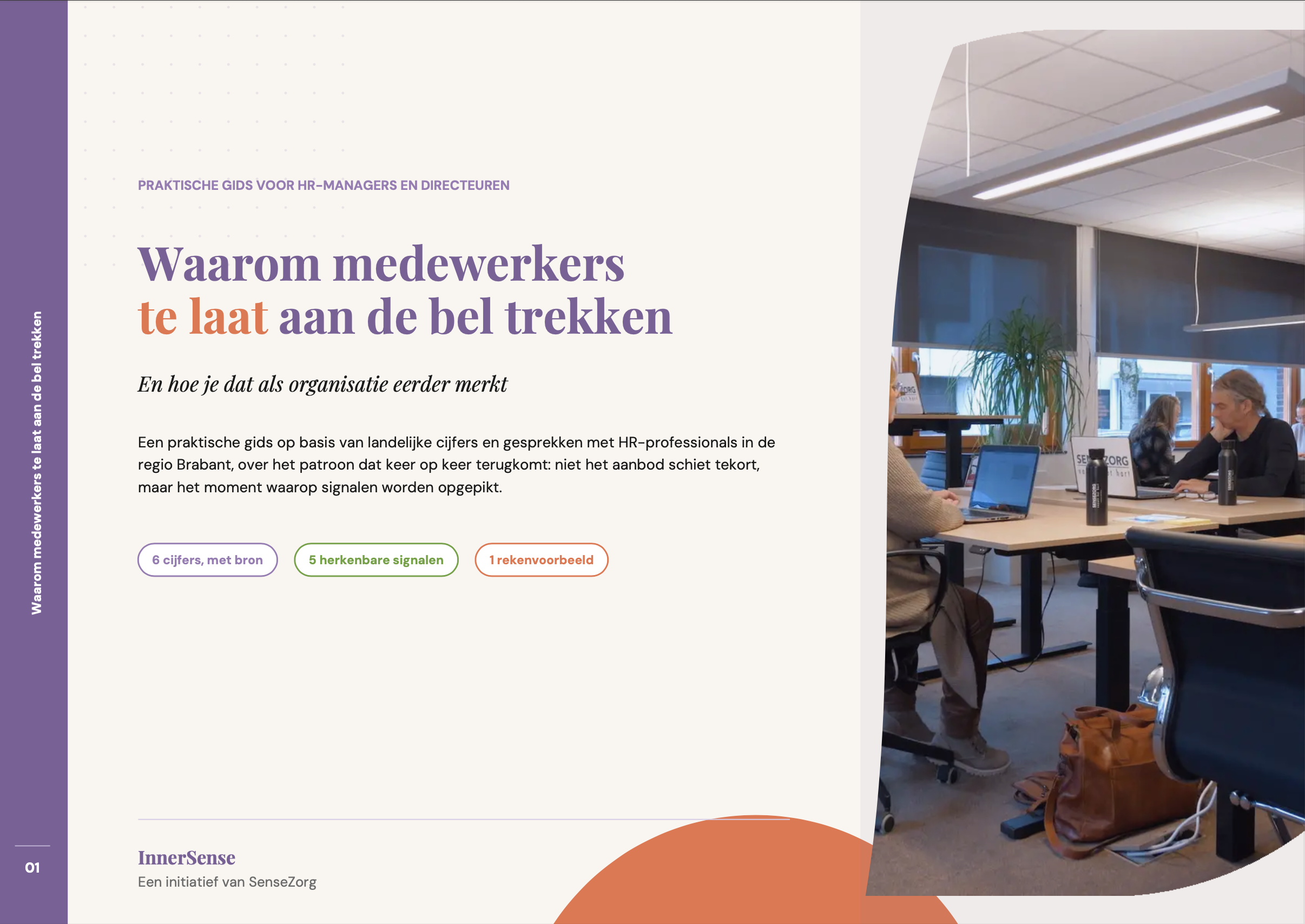Cover van de gratis InnerSense-gids 'Waarom medewerkers te laat aan de bel trekken', praktische gids voor HR-managers en directeuren